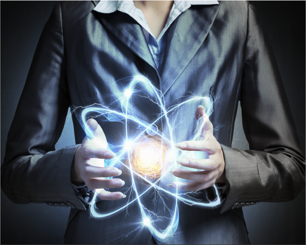 women holding atom